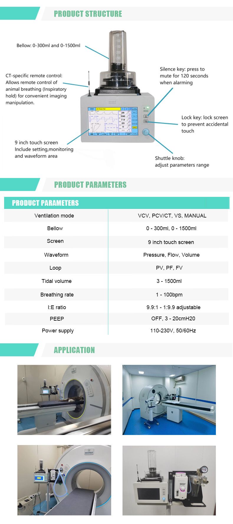 CT Turbine Veterinary Anesthesia Ventilator DAV80CT