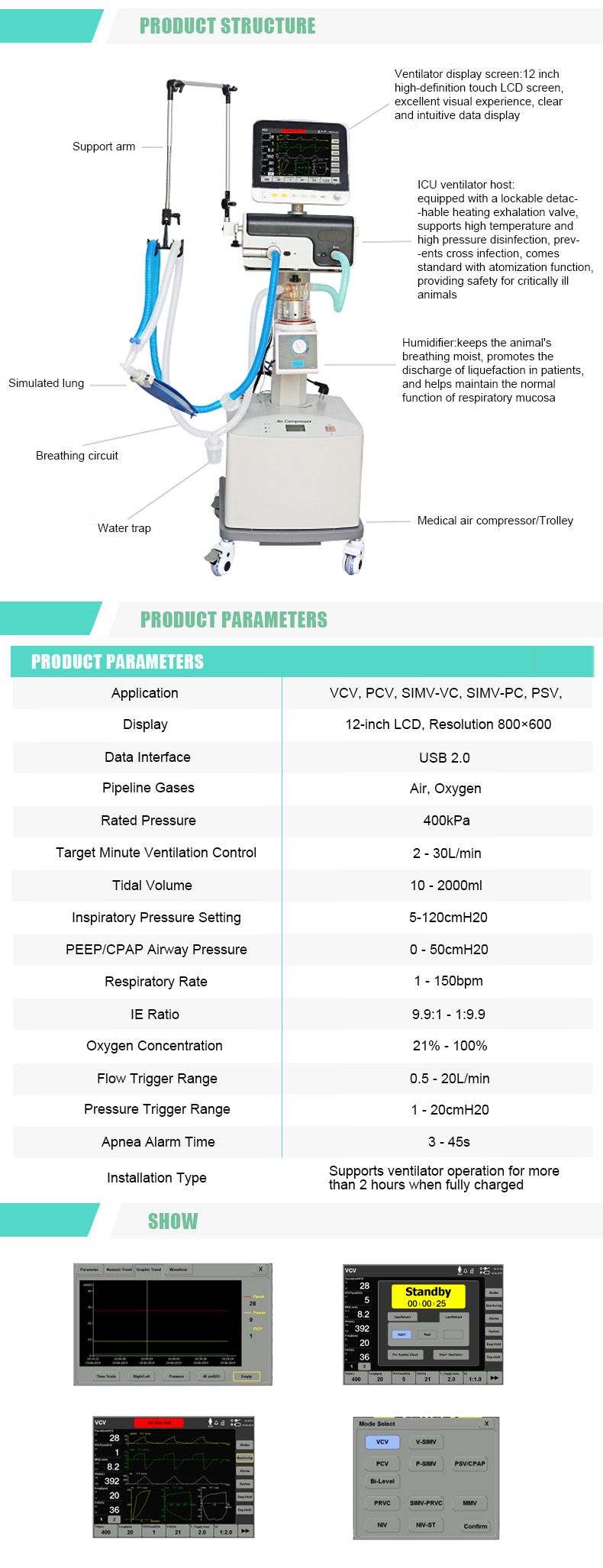 ICU Ventilator with Compressor(MODEL：DOL600Pro)