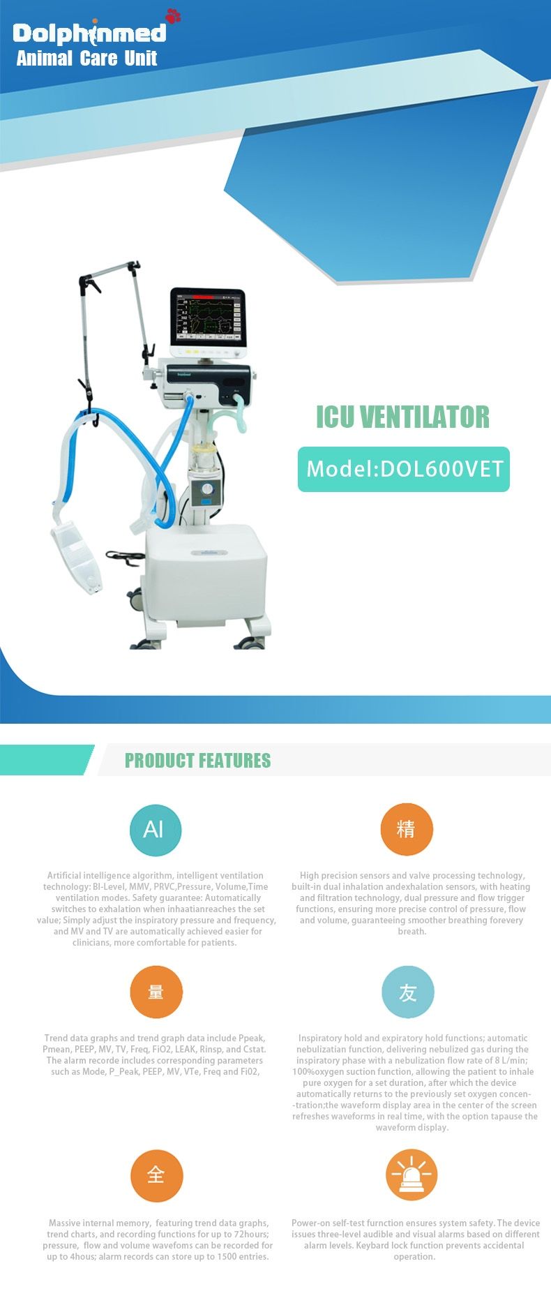 ICU Ventilator with Compressor(MODEL：DOL600Pro)